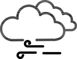 Clouds with Wind Icon in Black Line Art. vector