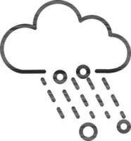 Rainy Cloud with Hailstones Fall icon in Black Line Art. vector