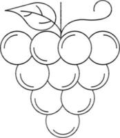 Line Art Grapes Icon in Flat Style. vector