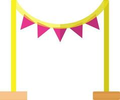 Bunting flag decorated finish line in flat style. vector