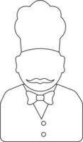 Character of faceless chef in black line art. vector