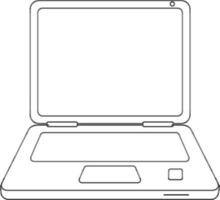 Laptop in black line art. vector