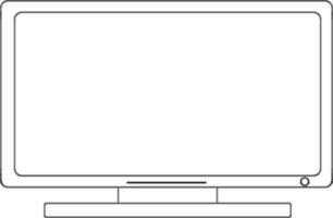 Blank computer in black line art. vector