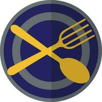 Spoon with fork on plate. vector