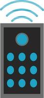 Grey remote control with blue wifi. vector