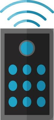Grey remote control with blue wifi.