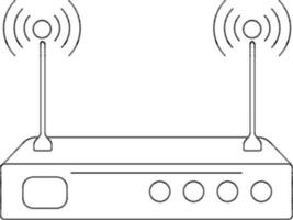 Flat style router in black line art. vector