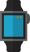 Grey and blue digital watch in flat style. vector