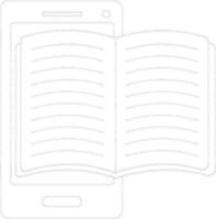 Black line art open book on smartphone. vector
