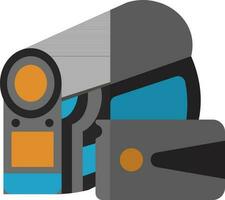 Grey and orange manual video camera. vector