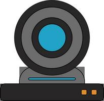 Grey and blue web camera in flat style. vector