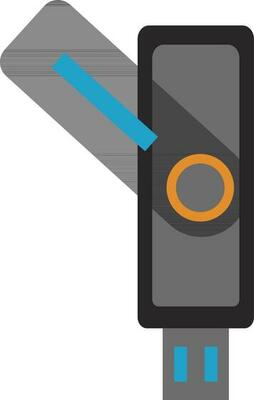 Grey and blue usb flash drive.