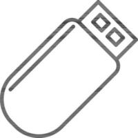 Isolated USB Flash Drive Icon In Line Art. vector