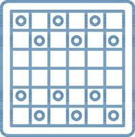 Checkers Game Icon In Blue Line Art. vector