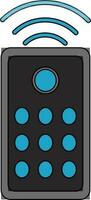 Grey remote control with blue wifi. vector