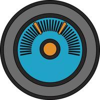Grey and blue speedometer in flat style. vector
