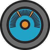 Grey and blue speedometer in flat style. vector