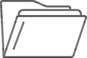 File Folder Icon In Black Line Art. vector