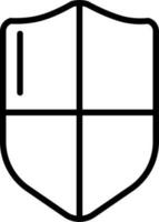 Shield Icon or Symbol in Black Line Art. vector