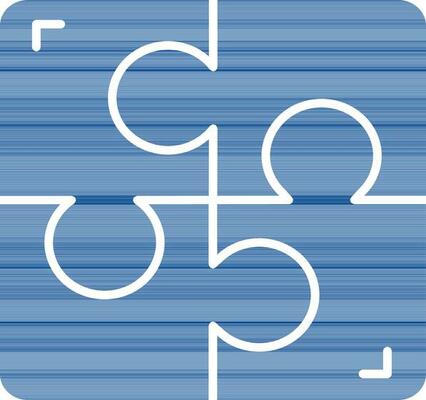 Puzzle Icon In Blue And White Color.