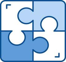 Puzzle Icon In Blue And White Color. vector