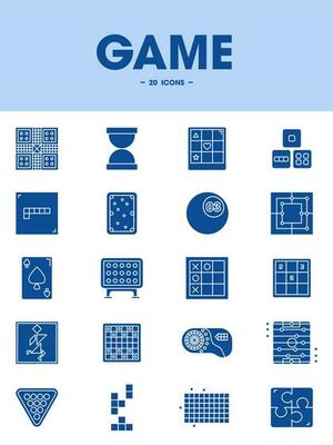 Set of Game Icon In Blue And White Color.