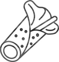 Burrito icon in thin line art. vector