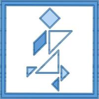 tangram icono en azul y blanco color. vector