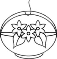 Hang Flower Basket Icon in Line Art. vector