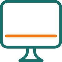 Isolated Computer icon in green line art. vector