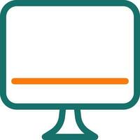 Isolated Computer icon in green line art. vector