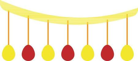 Yellow and red wind chimes in flat style. vector