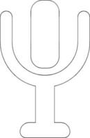 Isolated microphone in black line art. vector