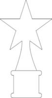 Star trophy award in black line art. vector