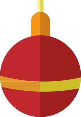 Flat style bauble in red and yellow color.