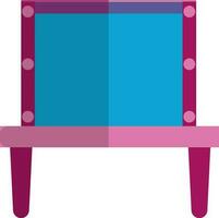 Blue decorated mirror on pink table. vector