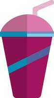 Coffee cup with a pink straw. vector