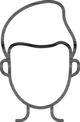 Character Of Young Man Face Icon In Black Outline.