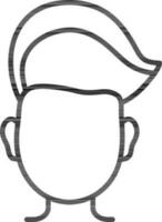 Faceless Boy Character Icon In Black Outline. vector