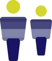 Character of faceless standing men in blue and yellow color. vector