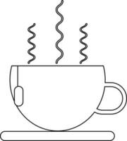 Black line art tea bag in hot cup. vector