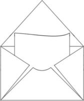 Black line art letter in envelope. vector