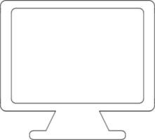 Blank computer in black line art. vector