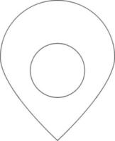 Black line art map pointer in flat style. vector