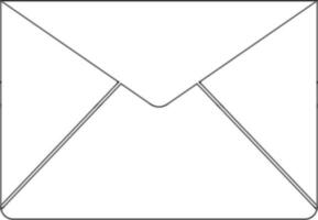 Black line art envelope in flat style. vector