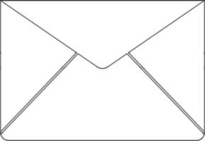 Black line art envelope in flat style. vector