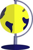 Blue and yellow globe standing in flat style. vector