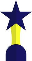 Star trophy award in yellow and blue color. vector