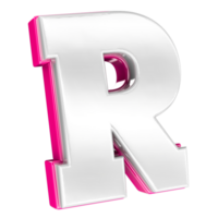 Police de caractère r rose 3d rendre png