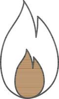 ilustración de fuego icono en marrón y blanco color. vector